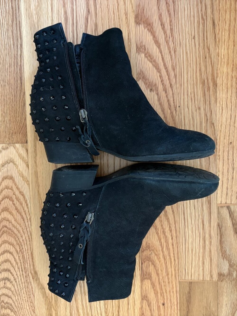 Gentle Souls Black Suede Studded Heel Ankle Booties - Women’s Size 8